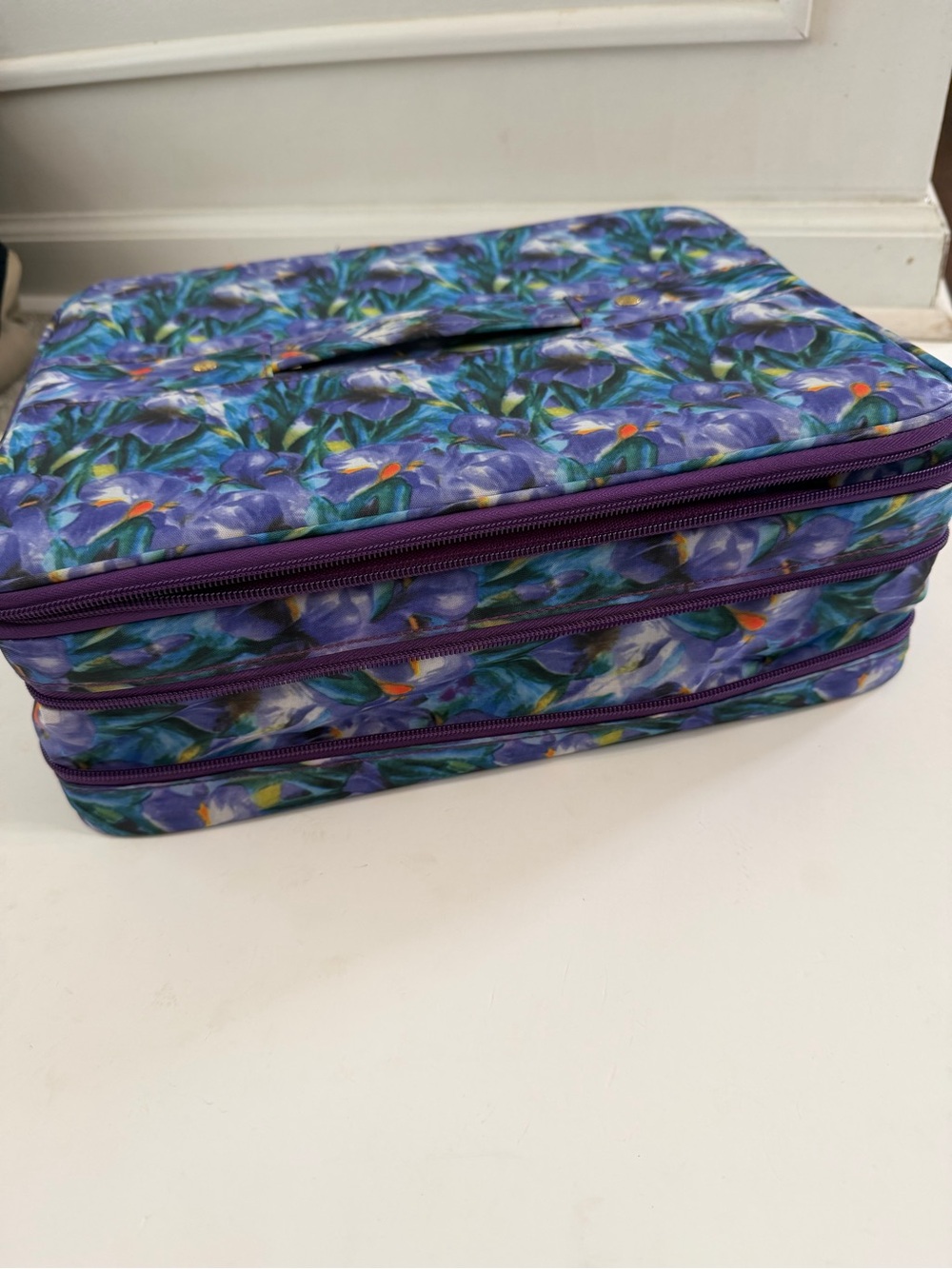JOY MANGANO Purple Iris Jewelry Travel Organizer Zippered Carry - Picture 2 of 8